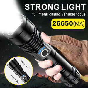 Strong light flashlight telescopic zoom waterproof 3 modes rechargeable outdoor emergency light