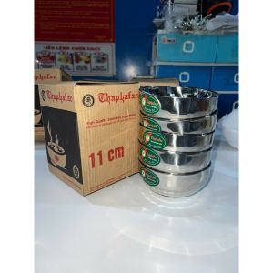 Chén Inox Vân Kim Cương Size 11cm Thành Phát – Chén Ăn Cơm Inox 201/304 Dày Dặn Sáng Bóng