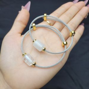 Q694 Vòng lu thống Thạch Anh Trắng thể băng dây cáp Kim và Thuỷ - Phong Thuỷ TUDO P