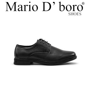 Mario D Boro Mens Formal Elite Shoes MY 26680 - Black / Dark Brown C88 C95. Black leather lace-up formal shoe with sleek design and low heel. Suitable for business or formal occasions.