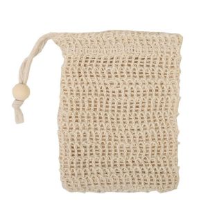 Li-Ning ถุงผ้าฝ้ายธรรมชาติสำหรับสบู่และฟองน้ำล้างหน้า ดีไซน์ประดับไม้ลูกปัด