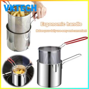 Multi-Function Stainless Steel Frying Pot with Strainer 4.5L for Versatile Cooking and Easy Straining