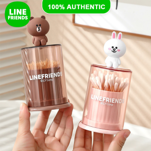 100% Authentic Line Friends Toothpick Holder Kitchen Organizers Press-type Cotton Swab Box Storage Container Dispenser Hygienic Toothpicks Storage Box LFB78