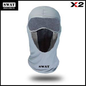 Khăn trùm SWAT X2  Màu Xám (Phối lưới Xám Đen)  thoáng mát mang nón bảo hiểm đi đườngđi phượt rất tiện lợi