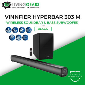 Vinnfier Hyperbar 303M Wireless Bluetooth Soundbar & Bass subwoofer 3D Effect with Mic Jack