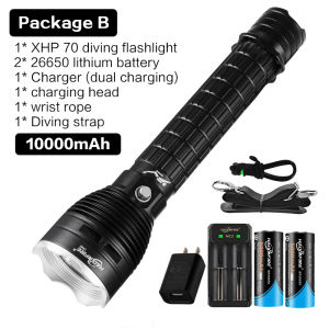 HaixnFire DV63 Underwater waterproof torch XHP70 LED scuba Diving flashlight 7000 lumens  Camping light