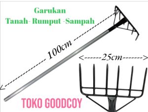 Garukan tanah rumput sampah dengan 6 gigi
