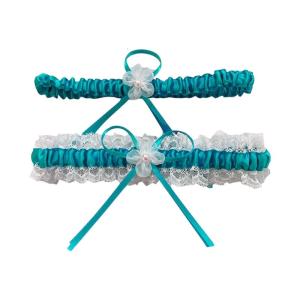 2Pieces Bows Pearls Bridal Accessory Soft Elastic Lace Leg Garters Set For Wedding Receptions Anniversaries Or Parties