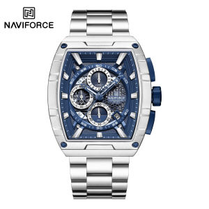 NAVIFORCE Original Mens Quartz Calendar Watch Stopwatch Chronograph Calendar Luminous Hands Stainless Steel Strap Daily Waterproof 30m Outdoor Sports Leisure Multifunctional Mens Watch NF8066