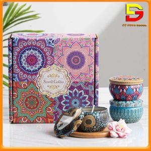 Combo 4 Hộp Nến Thơm Hoa Khô Tự Nhiên Kèm Hộp Đựng  Nến Sáp Thơm Phòng Giải Toả Căng Thẳng Mệt Mỏi Làm Quà Tặng DG-211