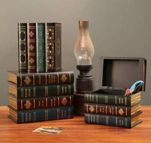 Fityle Antique Book Type Wooden Jewelry Box Case Dressing Table Home Decoration