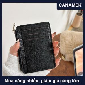 【CANAMEK】 Mini thẻ tín dụng Ví ID chủ thẻ người đàn ông của ví nhỏ mỏng tay áo dây kéo ngắn đồng xu Ví