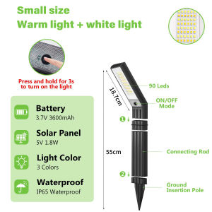 Arkady Solar Path Lights Landscape Outdoor - 3 Lighting Mode (Cool/Warm/Neutral Light) Backyard Waterproof Walkway Light for Outside Driveway Garden Pathway,Cemetery Light Ideas