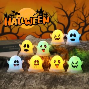 CAEWE Luminous Halloween Ghost Lamp Portable Plastic Ghost Hanging Ornament Ghost Pendant Spooky LED Candle Light Home Party Bar