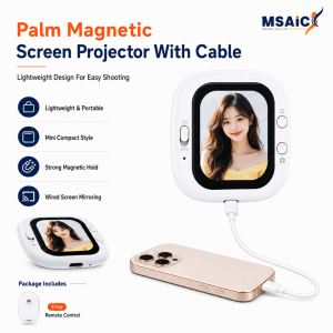 MSAIC Magsafe Palm Magnetic Mini Vlog Screen Projector With Cable Remote Control Mini Design 30g Super Light