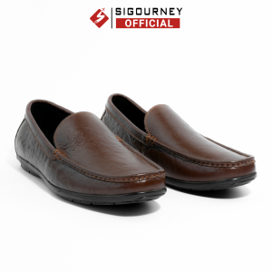 Giày mọi nam da bò cao cấp dành cho giới công sở SIGOURNEY màu nâu SIG-20 bảo hành 18 tháng