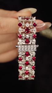 Bellux 925 Silver Synthetic Zircon Bracelet Designers Luxury Fashion Red and White Full Diamond Fine Jewelry Bracelet