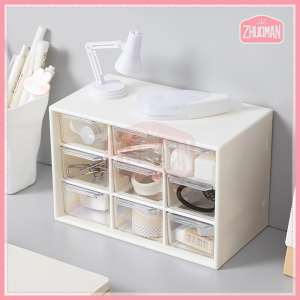 กล่องใส่ของ 9ช่อง ชั้นลิ้นชักพลาสติก กล่องยาวของ 9ช่อง สำหรับการจัดเก็บ 9ช่อง กล่องเก็บเครื่องประดับ รวม 3 สี เลือกได้