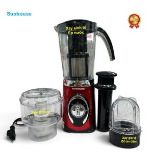 Máy xay sinh tố đa năng chính hãng Sunhouse SDH5323Kèm 3 cối xayLưỡi dao Inox tháo rời dễ vệ sinhCông suất máy cao
