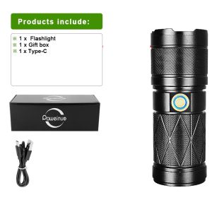 LED Powerful Metal torchlight Rechargeable Tactical Flashlights Zoom Long Range 1500m Torch Built In Battery COB light