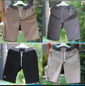 ( LAGI PROMO ) {BIG SIZE} CELANA PENDEK CHINO PRIA SURFING RIB SANTAI KOLOR 60 RB DAPAT 5 PICIS