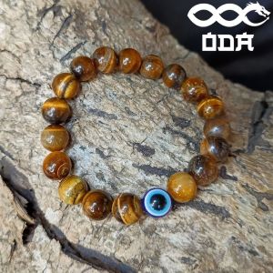 Tiger Eye Bracelet for Business Good Fortune and Protection. Country Source Brazil. High Quality Authentic Crystal for Men and Woman serve as Lucky charm for Good Luck (Cleansed and Blessed)