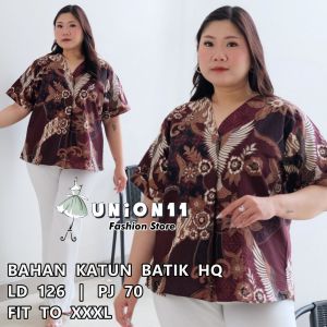UNION11 - BLUS BATIK WANITA KEKINIAN / BLUS BATIK WANITA JUMBO LD 126 CM / ATASAN WANITA JUMBO / JUMBO DAMAR DANUM