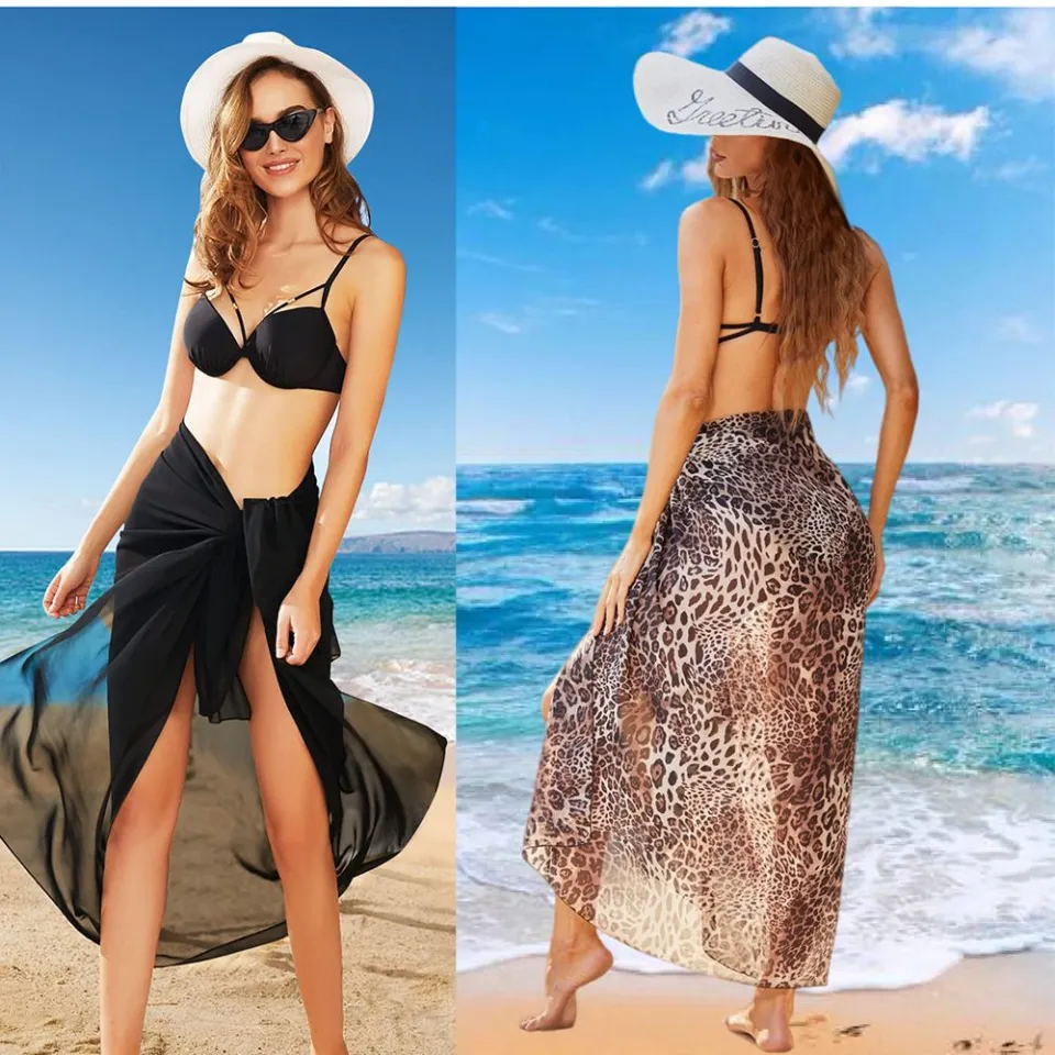 Long Sarong Cover Up Women Chiffon Beach Wrap Skirt Sexy Bikini