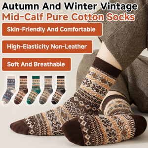 Stockings Fits the Foot Vintage Knitted Pattern Warmth Effect Good Air Permeability Double Needle