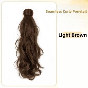 GJURD Hair Extensions Claw Clip Seamless Ponytail Wig Synthetic Low Ponytail Wavy Pony Tail Hair Piece Sweet Natural Long Curly Layered Ponytail for Women