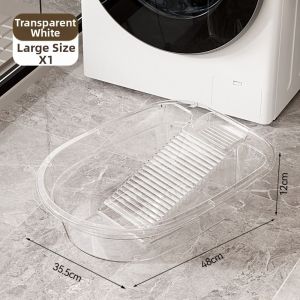 DIVATEN 2IN1 Washboard Laundry Basin Large Capacity Thickened Underwear Cleaning Basin Practical Non-Slip Laundry Tub Hand Washing Clothes