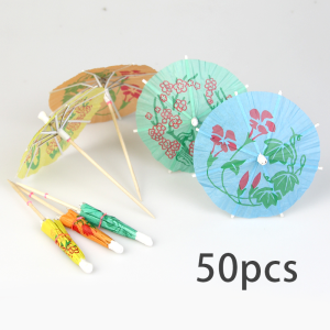 50Pcs Paper Umbrella Toothpick Decoration Toothpick Umbrella for Coctktail Drink Dessert Cake