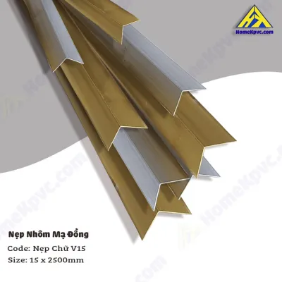 Nẹp Nhôm Mạ Đồng Chữ V 15Cm - 2Cm (1 Thanh Dài 245M) Sỉ/Lẻ