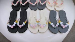 Beach Shoes For Outdoor Wear Cute Eva Bath Sandals Transparent Floral Non-Slip Flip-Flops For Women Summer Indoor Use