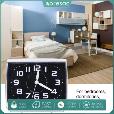 Aoresac Đồng hồ báo thức vuông Đồng hồ treo tường phong cách đơn giản Máy tính để bàn sinh viên phòng ngủ văn phòng trang trí nhà màu đen