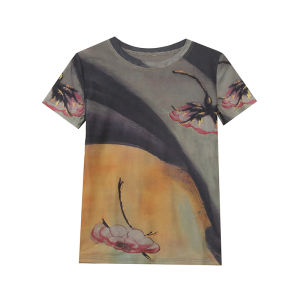 REHIN เสื้อผู้หญิงฤดูร้อนแฟชั่นใหม่เสื้อยืดแขนสั้นผ้าตาข่ายคอกลมเสื้ออินเทรนด์บาง S-3XL เข้ารูปพอดี