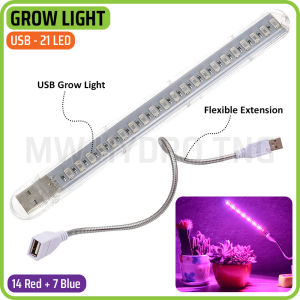 LED Plant Grow Light USB 5V 21 LED Red + Blue - Lampu Tanaman
