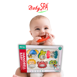 [𝐒𝐆 𝐒𝐞𝐥𝐥𝐞𝐫] BabySPA 6 in 1 Baby Rattle Set Silicone Soft Safe Latex Free BPA Free 0 Month and Above