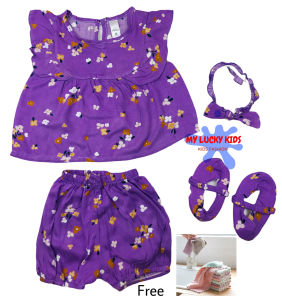 3-18 BLN SETELAN BAYI PEREMPUAN SIENA FREE SEPATU DAN HEADBAND SET BABY