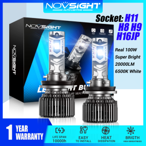 Novsight N75 LED Lights for Car H11 H8 H9 H16 LED Headlight Bulb High/Low Beam Fog Light 100W 20000LM 6500K Super Bright Plug&Play 2Pcs 1 Year Warranty Free Shipping