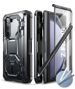 i-Blason Armorbox Designed for Samsung Galaxy Z Fold 5 Case (2023 Release) with Pen Holder & 3 Silicone Pen Covers Full Body Protective Bumper Case with Built-in Screen Protector & Kickstand