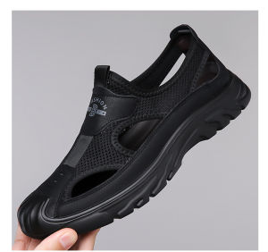Korean Fashion Sandals For Men Summer Beach Shoes For Men Thick Bottom Hiking Casual Shoes Breathable Rubber Sole Shoes