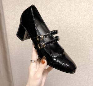 Mary Jane shoes for women 2024 design style square toe leather shoes