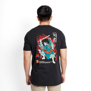 Kensei T-Shirt Kaos Lengan Pendek Shogun & Fire Black KS060