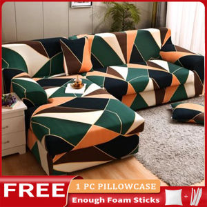 Christmas Sofa Cover Stretchable Universal 1/2/3 Seater Armless Sofa Seat Cover Set Cover for Sofa Couch Cover Sala Set Cover L Shape Sofa Cover Set L Type with Free Pillowcase Foam Stick (L Shape Need To Buy 2 PCS)