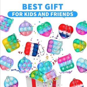 MM.Wonderland Pop It Fidget Toys Mini Simple Dimple Push Bubble Stress Release Toys Keychain