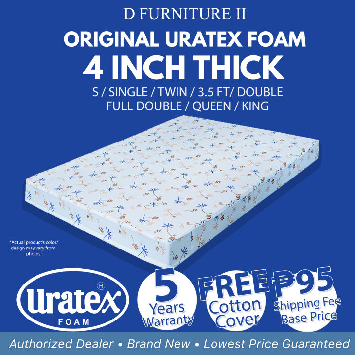 Inch Thick 100% Original Uratex Foam Mattress W Cotton Cover 30x75 36x75 48x75 54x75 60x75 72x75 Lazada PH