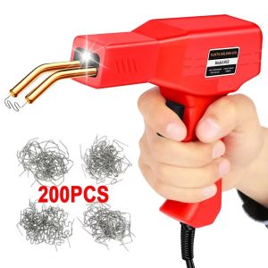 Upgraded 220W/50W 2-in-1 plastic welding machine including a plastic welding kit hot stapler soldering iron and car bumper repair kit for plastic repair.