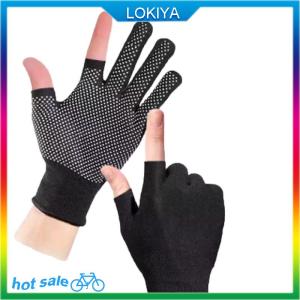 LOKIYA ถุงมือขี่จักรยานสำหรับผู้ชาย ถุงมือขี่จักรยานกันลื่นสำหรับกลางแจ้งถุงมือบางสองนิ้วทัชสกรีน