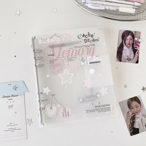 CHUAN Rộng 3 inch Bìa đựng tài liệu rời Họa tiết chấm bi Kích thước A5 Vỏ đựng bộ sưu tập photocard Bền bỉ Trong suốt rõ ràng Thư mục lưu trữ ảnh. Dành cho thẻ bài thần tượng Kpop